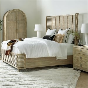Bowery Hill King Rattan and Cane Bed in Light Natural Driftwood Finish