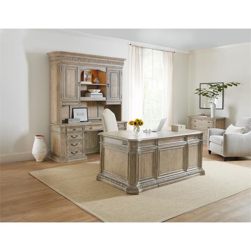 Bowery Hill 7 Drawer Executive Home Office Desk in Antique Slate