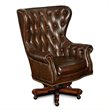 Bowery Hill Executive Swivel Tilt Chair in Tufted Mahogany Leather
