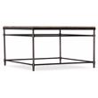 Bowery Hill Square Acacia Cocktail Table in Light Natural and Bronze