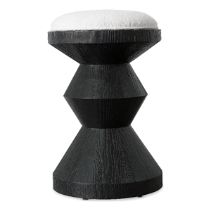 Bowery Hill Round Counter Stool in Beige Fabric and Charred Black