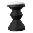 Bowery Hill Round Counter Stool in Beige Fabric and Charred Black