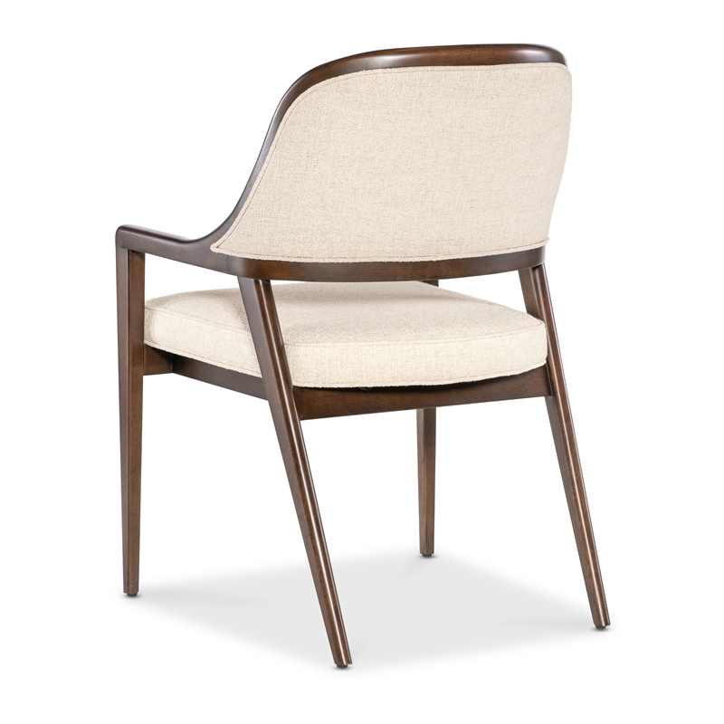 Bowery Hill Barrel Back Upholstered Dining Arm Chair in Beige Fabric