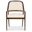 Bowery Hill Barrel Back Upholstered Dining Arm Chair in Beige Fabric