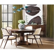 Bowery Hill Barrel Back Upholstered Dining Arm Chair in Beige Fabric