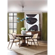 Bowery Hill Barrel Back Upholstered Dining Arm Chair in Beige Fabric