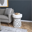 Bowery Hill Round Carved Resin Stump End Table in Creamy White