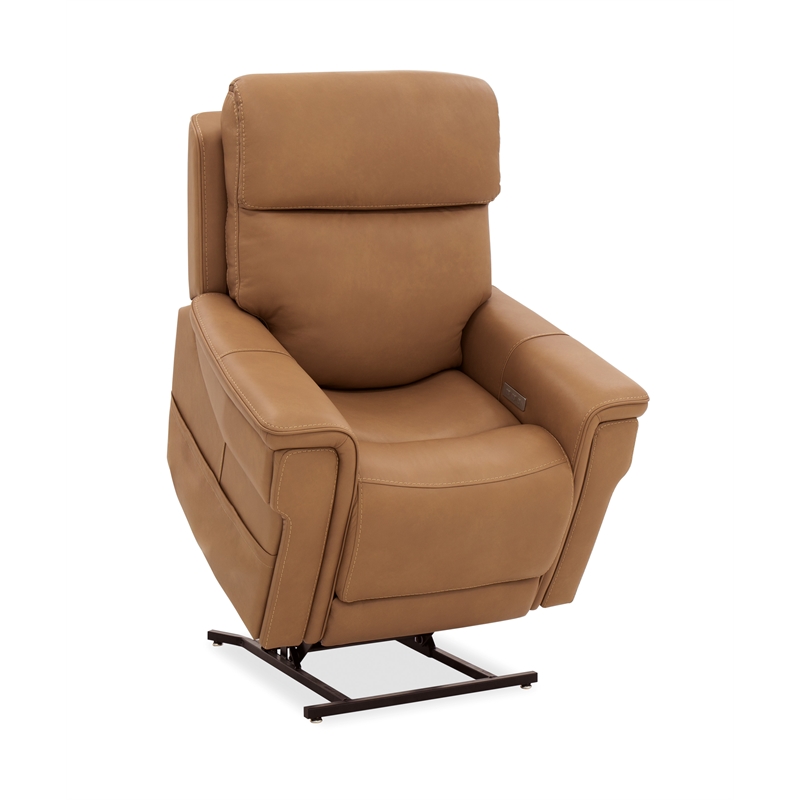 Bowery Hill Power Lift Recliner Chair with Headrest in Brown Leather