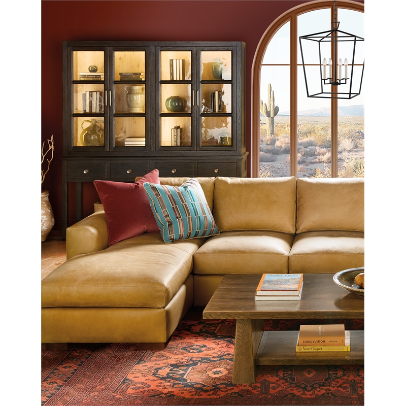 Bowery Hill Rectangle Oak Cocktail Table in Worn Saddle Brown Wood