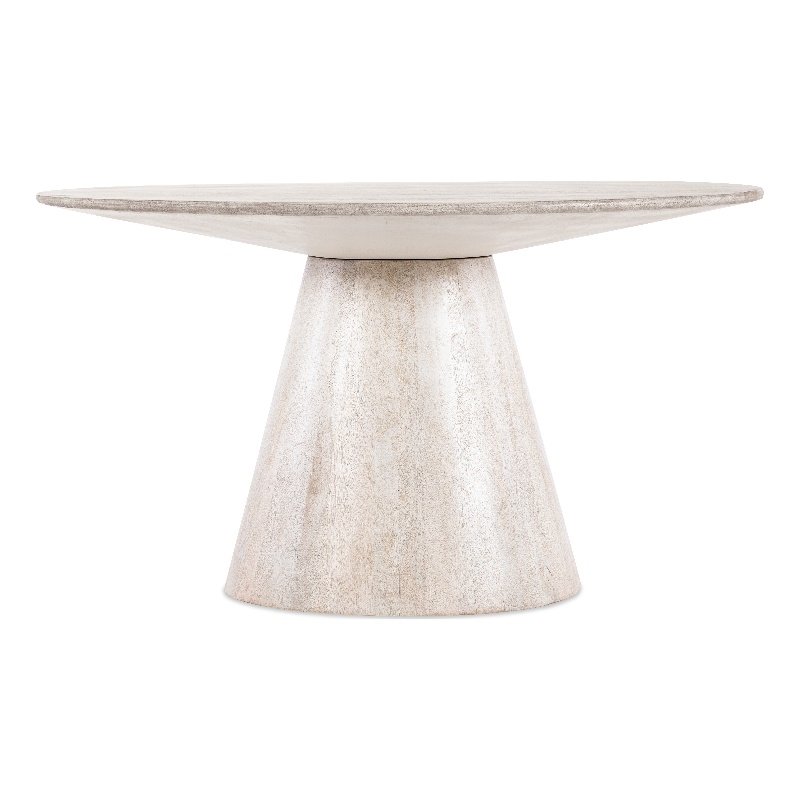 Bowery Hill Round Mango Wood Pedestal Dining Table in Cream White