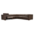 Bowery Hill 5 Seat Leather Sectional with 3 Power Recliners in Brown