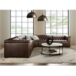 Bowery Hill 5 Seat Leather Sectional with 3 Power Recliners in Brown