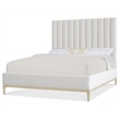 Bowery Hill Queen Upholstered Bed with Channeled White Fabric Headboard