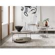 Bowery Hill Round Acacia End Table with Metal Frame in Golden Brown