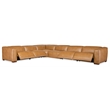 Bowery Hill 6 Seat Brown Leather Power Recline Sectional with Wedge