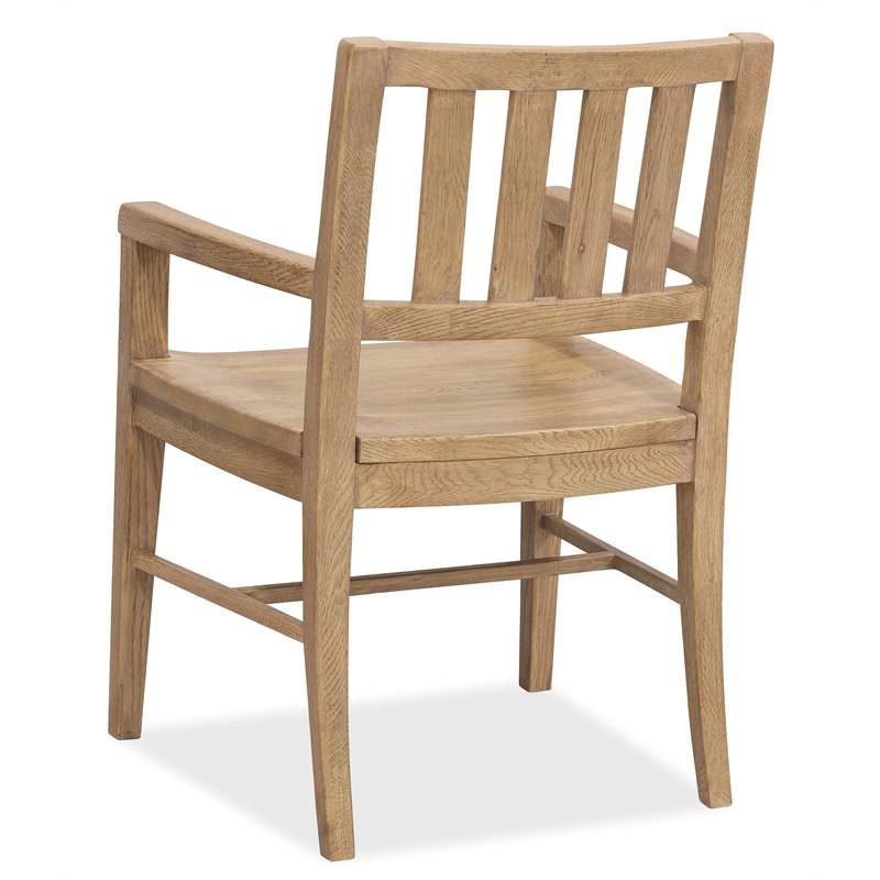 Bowery Hill Splatback Oak Dining Arm Chair in Buckboard Light Brown