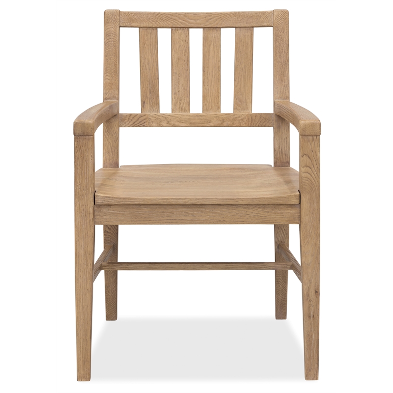 Bowery Hill Splatback Oak Dining Arm Chair in Buckboard Light Brown