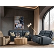 Bowery Hill Power Sofa with Power Headrest and Lumbar in Blue Leather