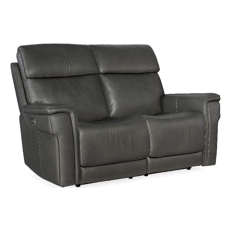 Bowery Hill Zero Gravity Power Loveseat with Power Headrest in Gray
