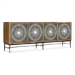 Bowery Hill 4 Door Mango Wood Entertainment Console in Medium Brown
