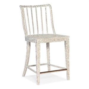 Bowery Hill Spindle Back Beech Counter Chair in Whitewashed Surf