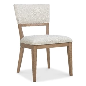 Bowery Hill Upholstered White Oak Dining Side Chair in Beige Wood