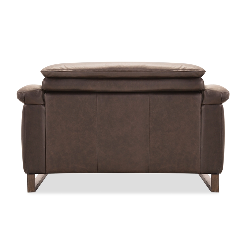 Bowery Hill Oversized Power Recliner with Power Headrest in Brown Leather