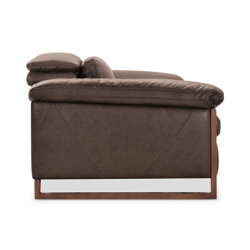 Bowery Hill Oversized Power Recliner with Power Headrest in Brown Leather