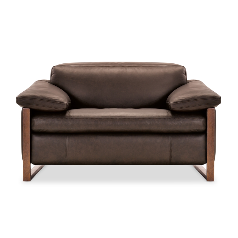 Bowery Hill Oversized Power Recliner with Power Headrest in Brown Leather