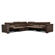 Bowery Hill 5 Seat Leather Sectional with 4 Power Recliners in Brown