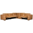 Bowery Hill 5 Seat Brown Leather Power Recline Sectional with Wedge