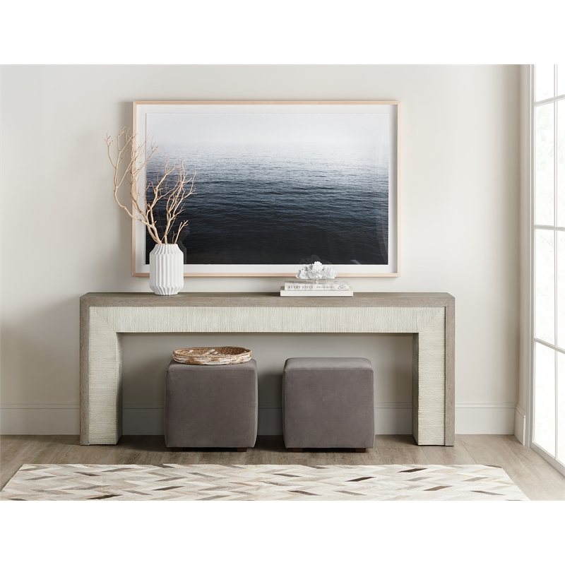 Bowery Hill Low Profile Console Table in Gray and White Wood Finish