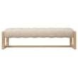 Bowery Hill Channeled Leather Bed Bench in Sunbleached Beige Tone