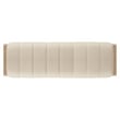 Bowery Hill Channeled Leather Bed Bench in Sunbleached Beige Tone