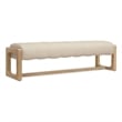 Bowery Hill Channeled Leather Bed Bench in Sunbleached Beige Tone
