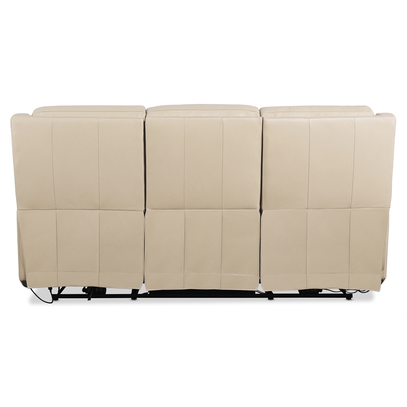 Bowery Hill Zero Gravity Power Sofa with Headrests in Beige Leather