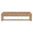 Bowery Hill Channeled Leather Bed Bench in Toast Brown and Desert Oak