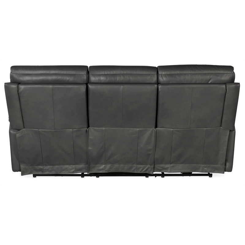 Bowery Hill Zero Gravity Power Sofa with Power Headrest in Gray Leather