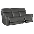 Bowery Hill Zero Gravity Power Sofa with Power Headrest in Gray Leather