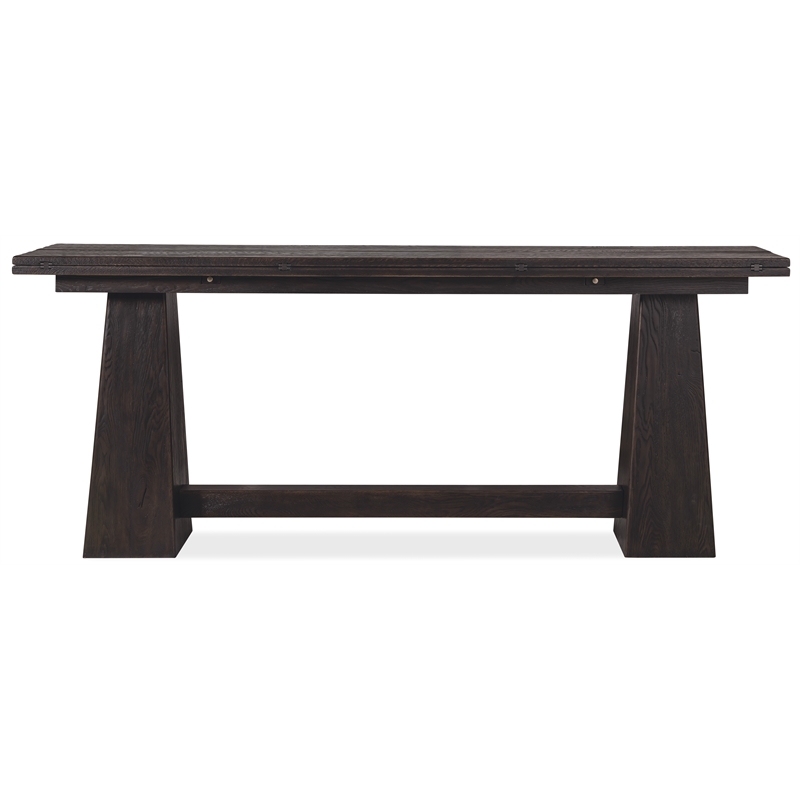 Bowery Hill Flip-Top Oak Console Table in Burnt Timber Black Wood