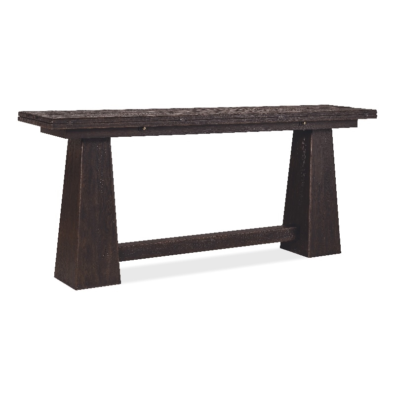 Bowery Hill Flip-Top Oak Console Table in Burnt Timber Black Wood