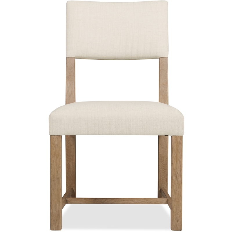 Bowery Hill Open Back Upholstered Dining Side Chair in Buckboard Oak