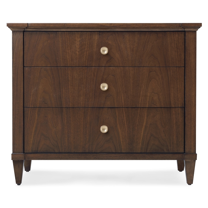 Bowery Hill 3 Drawer Nightstand with Charging Station in Dark Walnut