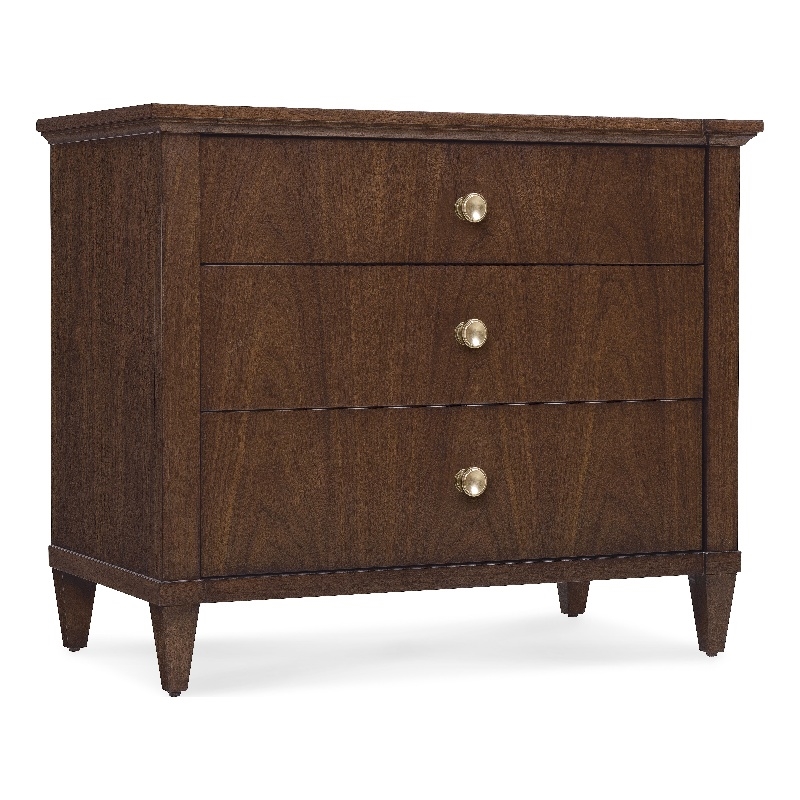 Bowery Hill 3 Drawer Nightstand with Charging Station in Dark Walnut