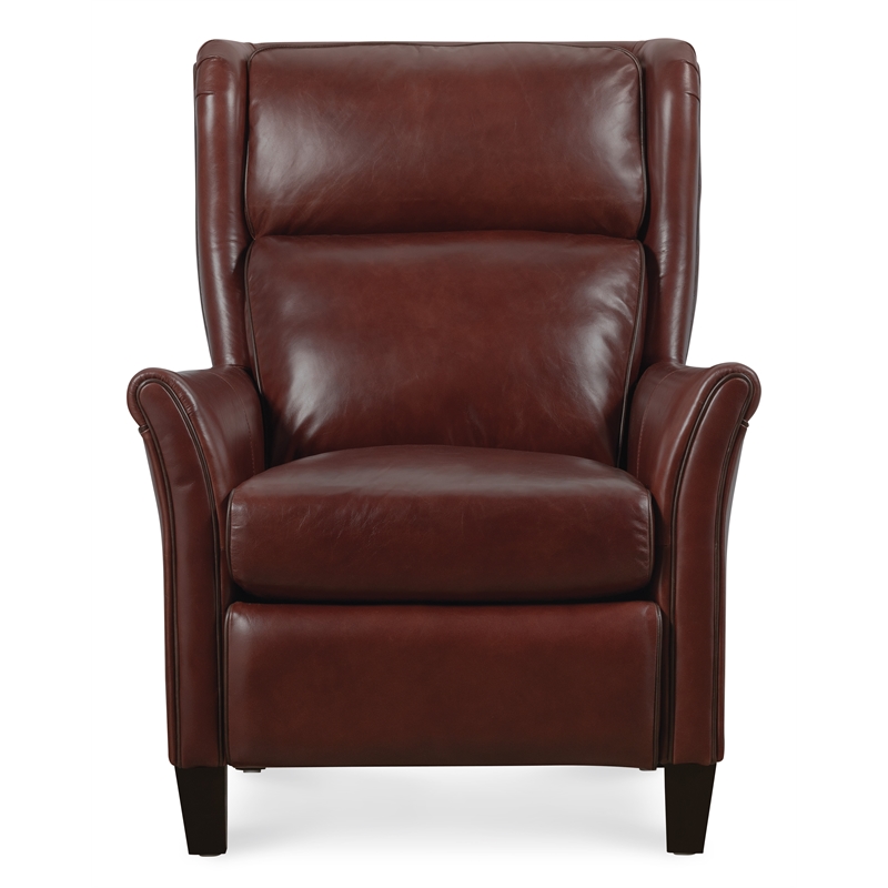 Bowery Hill Wingback Power Recliner with Headrest in Burgundy Leather