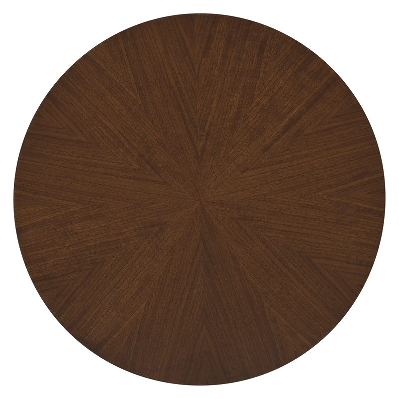 Bowery Hill Round 3 Post End Table in Classic Walnut Dark Natural Wood