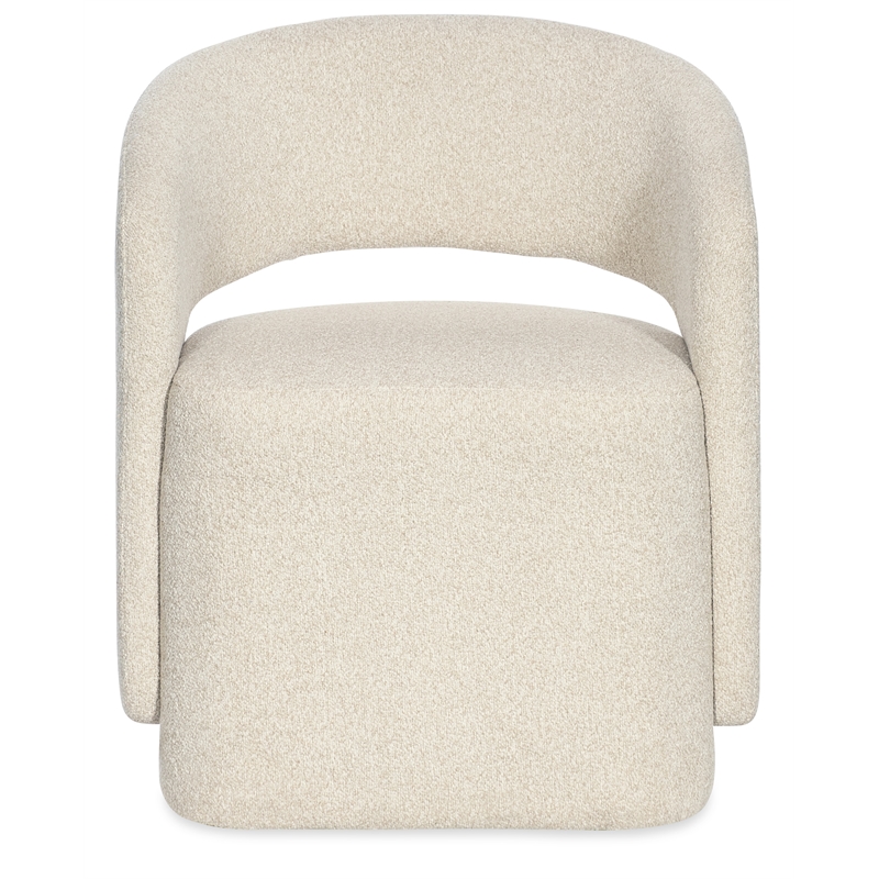 Bowery Hill Fully Upholstered Open Back Dining Arm Chair in Beige
