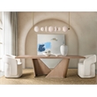 Bowery Hill Fully Upholstered Open Back Dining Arm Chair in Beige