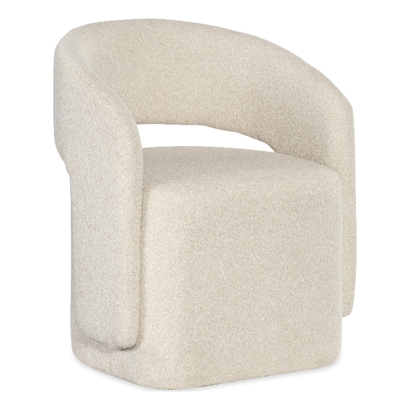 Bowery Hill Fully Upholstered Open Back Dining Arm Chair in Beige