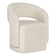 Bowery Hill Fully Upholstered Open Back Dining Arm Chair in Beige